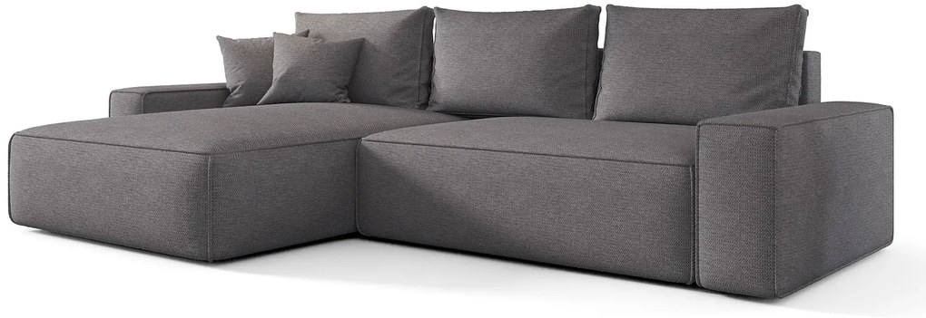 Ciemnoszary narożnik rozkładany z pojemnikiem na pościel E7-C37