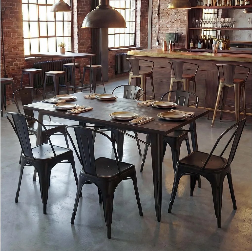 Krzesło MCW-A73 metalowe (zestaw 6 sztuk),  czarne