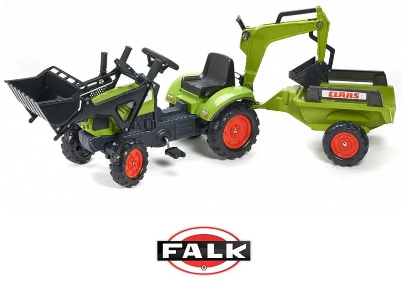 Falk traktor claas arion zielony zestaw z przyczepą łyżka + ładowarka