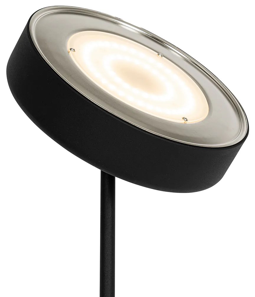 Lampa stojąca czarna w tym LED i ściemniacz z lampką do czytania - Kelso Retro Oswietlenie wewnetrzne