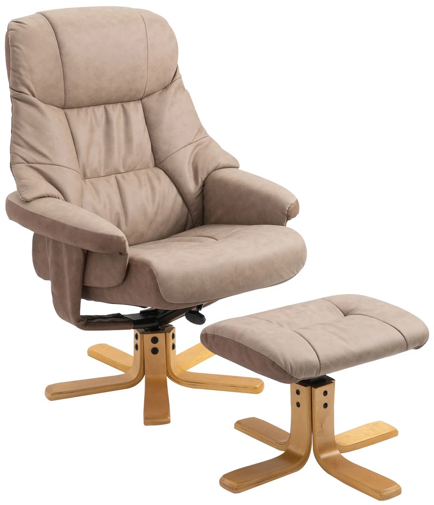 HOMCOM Fotel Relaksacyjny Obrotowy 360° z Podnóżkiem Brązowy Oddychające Pokrycie Komfortowe Odchylanie | Aosom PL