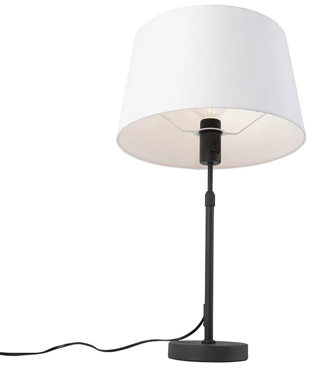 Lampa stołowa czarna z białym abażurem z lnu 35 cm regulowana - Parte Nowoczesny Oswietlenie wewnetrzne