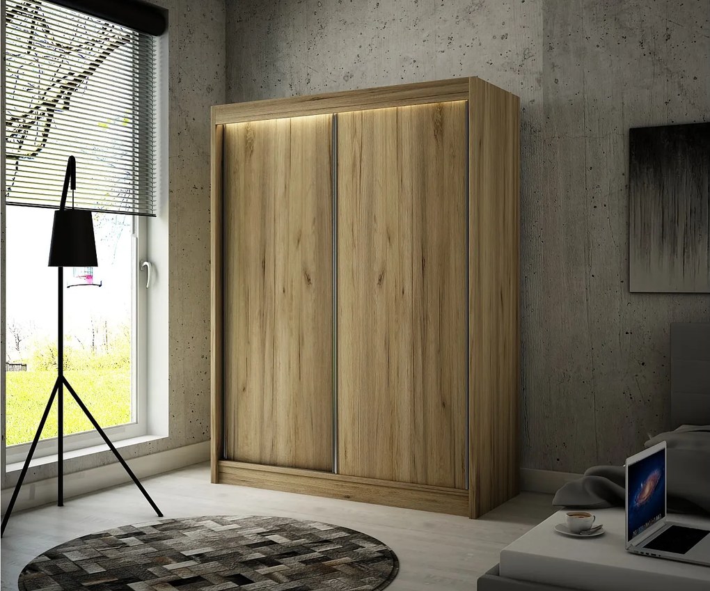 Szafa przesuwna ARTON Dąb craft 200cm – nowoczesna szafa do sypialni i garderoby