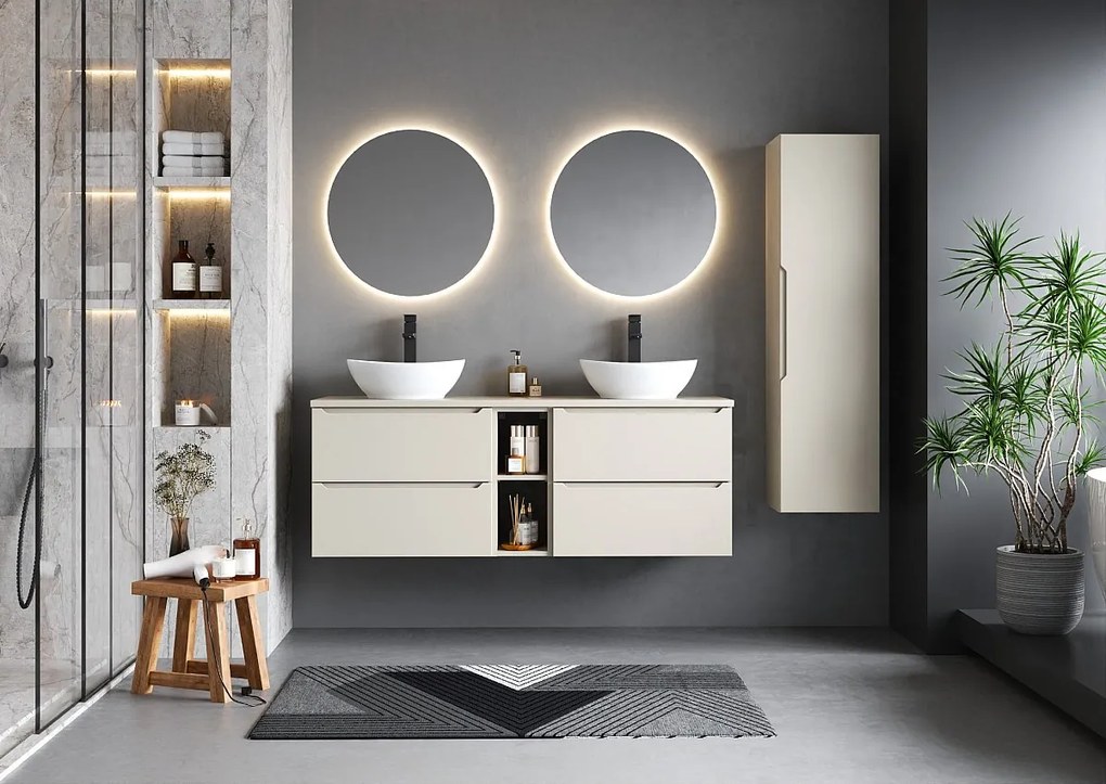 Kaszmirowy Zestaw do Łazienki 140cm Szafka Regał Blat Etna