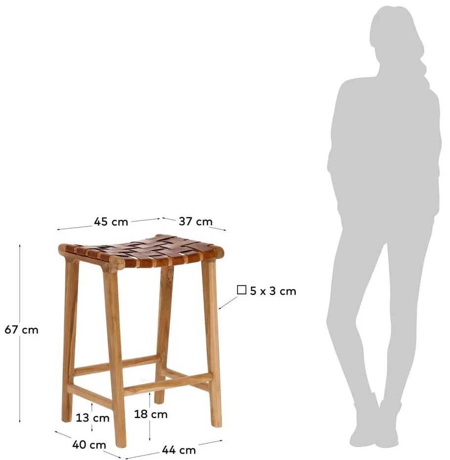 Hoker ze skóry w naturalnym kolorze (wysokość siedziska 67 cm) Calixta – Kave Home