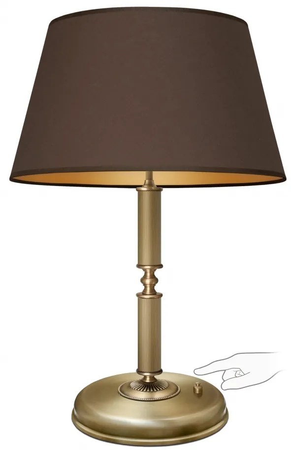 Duża złota lampa na komodę z abażurem L-B2m-P