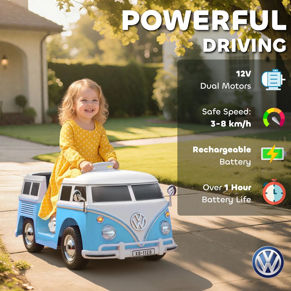 AIYAPLAY Dziecięcy samochód elektryczny, 12V pojazd dziecięcy z MP3, podwójnym silnikiem, klaksonem, miękki start, 89x49x41,5 cm, niebieski