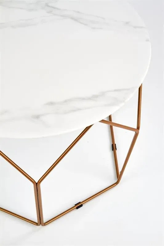 Ława MADISON 60x60 biały marmur/złota HALMAR