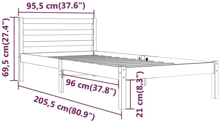 Czarne pojedyncze łóżko z drewna 90x200 cm - Lenar 3X