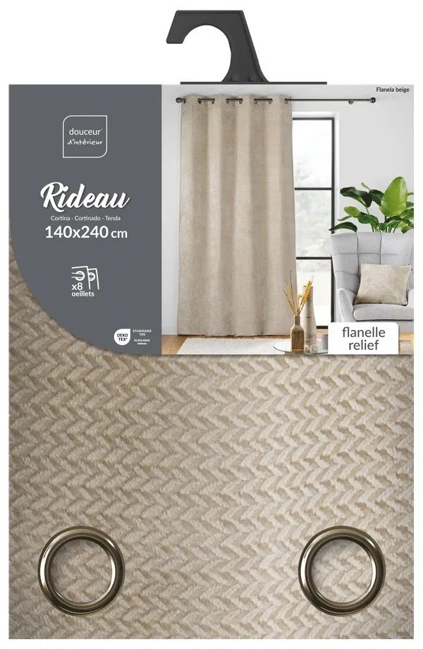 Beżowa zasłona z mikfroflaneli 140x240 cm Flanela – douceur d'intérieur