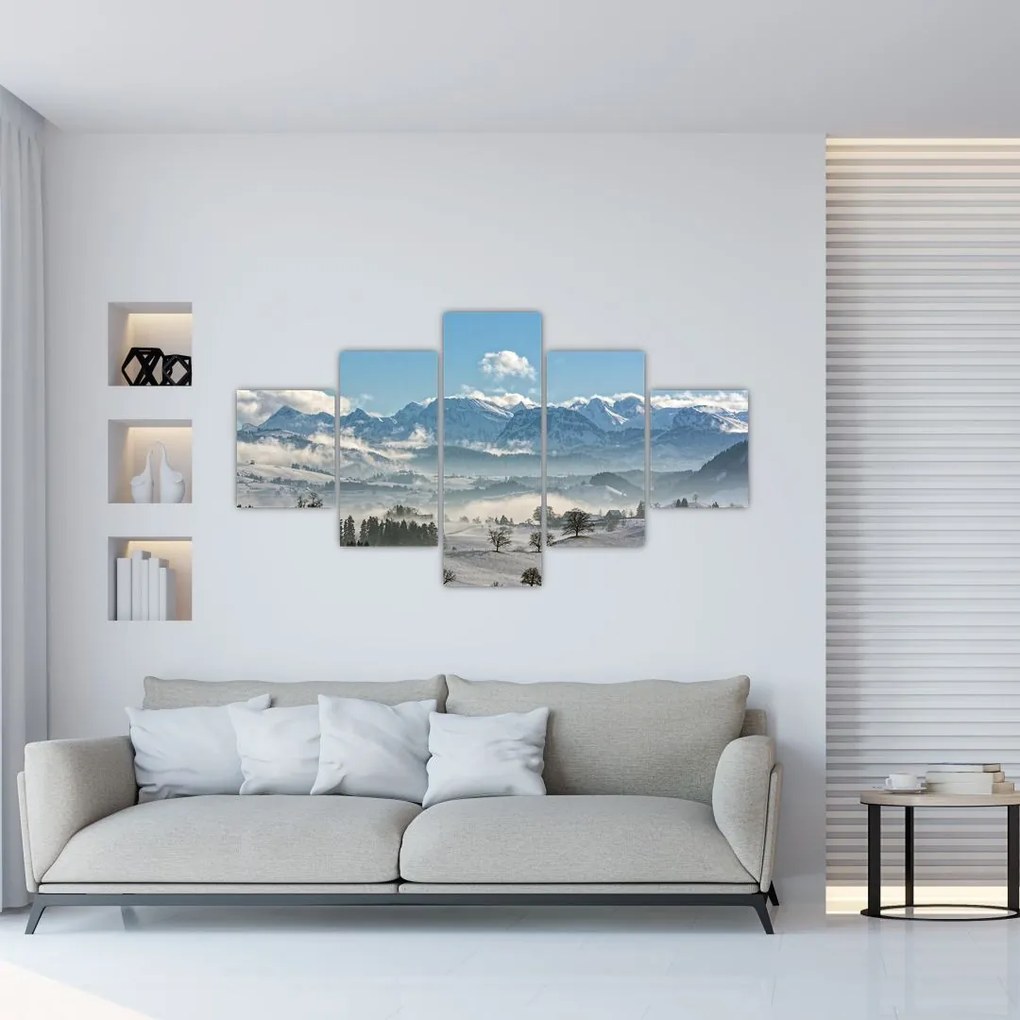 Obraz ośnieżonych gór (125x70 cm)