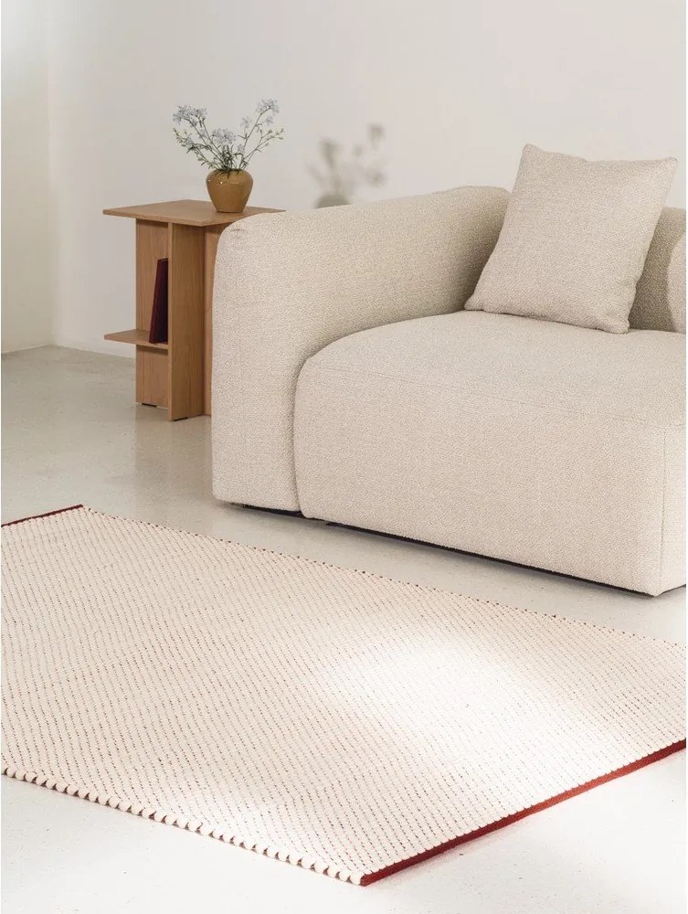 Czerwony/beżowy wełniany chodnik tkany ręcznie 80x170 cm Lenu – noo.ma
