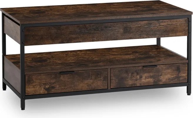 Ławostół Rozkładany LUCA 100 cm Dąb Rustykalny/Czarny Loft - Stół i Ława do Salonu