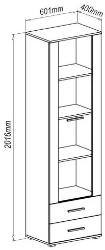Witryna do salonu LIMA W-1 biała/dąb sonoma HALMAR