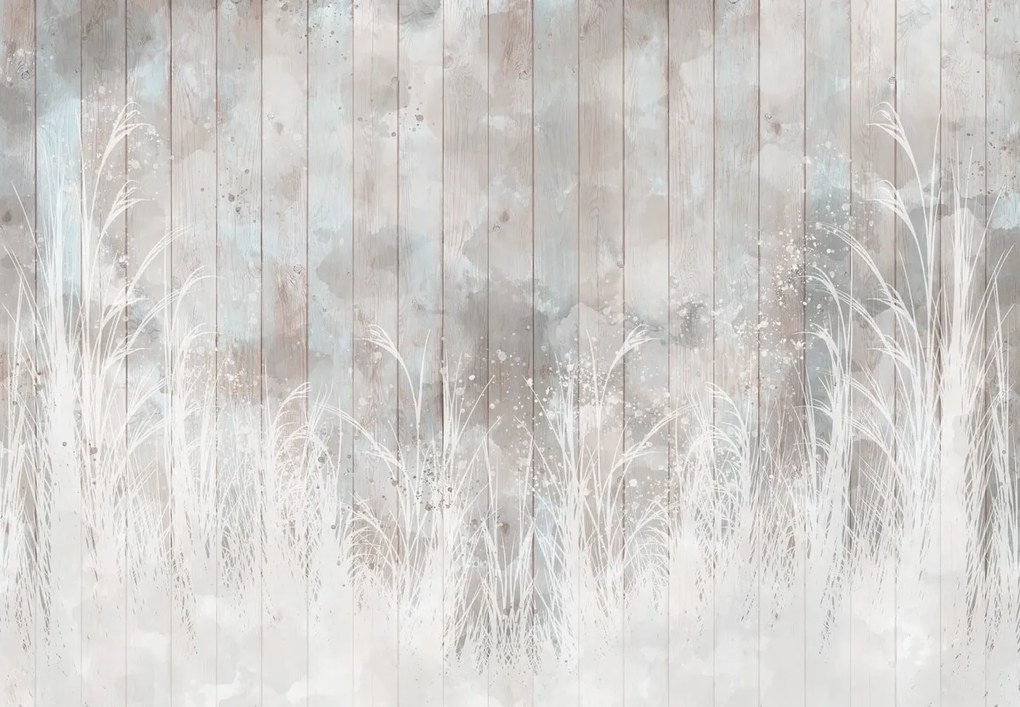 Fototapeta - Łąka na drewnie (196x136 cm)