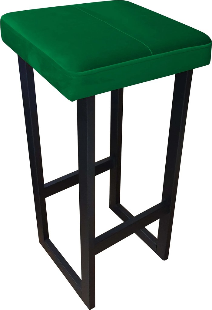 Hoker ALEX krzesło barowe tkanina Welur podstawa metalowa : Kolor Stelaża - Czarny , Kolor tkaniny - VELVET - MG25, Wysokość - 75 cm