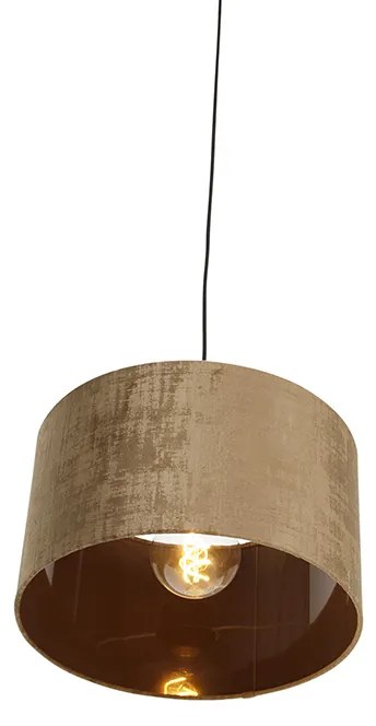 Nowoczesna lampa wisząca czarna z brązowym kloszem 35 cm - Combi Nowoczesny Oswietlenie wewnetrzne