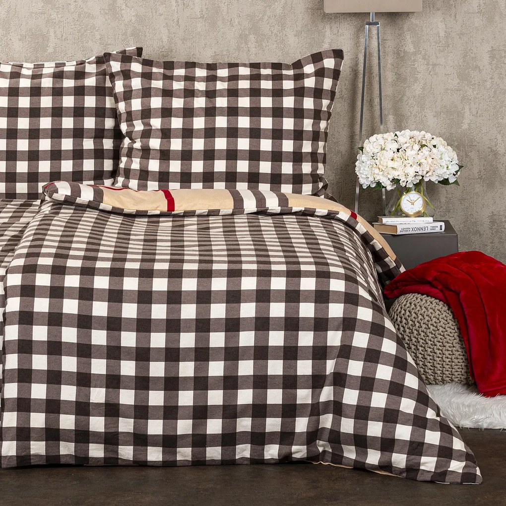 4Home Pościel flanelowa Krata, 140 x 220 cm, 70 x 90 cm, 140 x 220 cm, 70 x 90 cm
