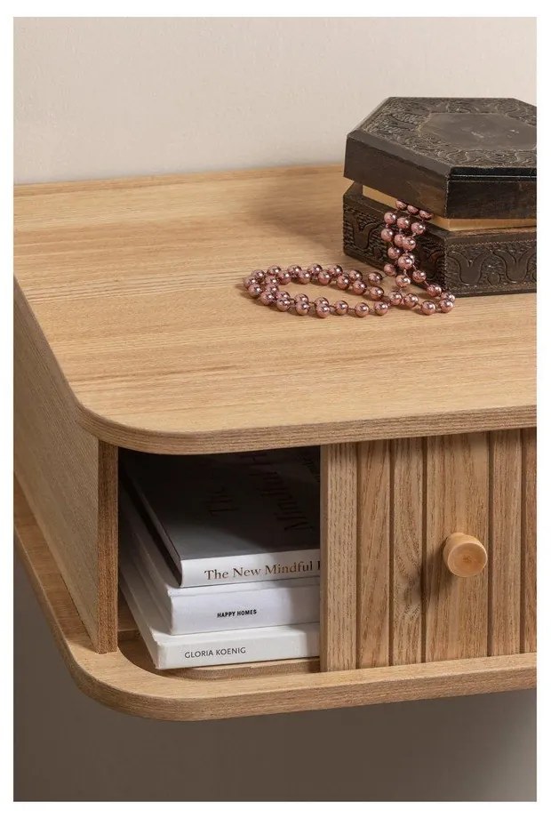 Wisząca szafka nocna w dekorze sosny w naturalnym kolorze Jena – WOOOD