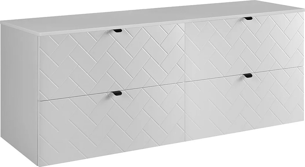 Meble łazienkowe, Biały Mat, 160 x 57 x 46 cm, uchwyty czarne