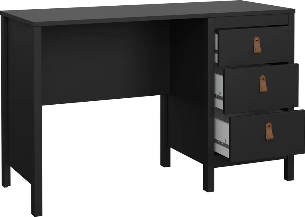 Czarne biurko komputerowe Madrid 3 szuflady