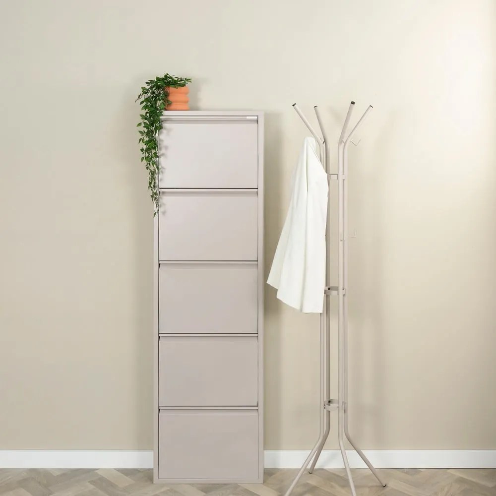 Szarobrązowa metalowa uchylna szafka na buty 50x169x15 cm Billy – Spinder Design