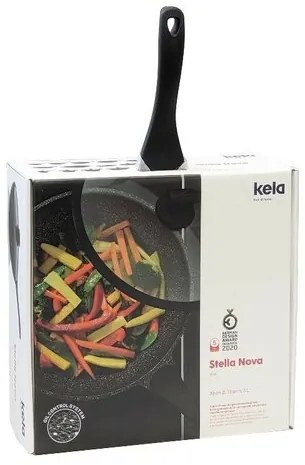 Patelnia wok Kela z pokrywką STELLA NOVA, odlew aluminiowy, czarny, 30 cm, 5 l