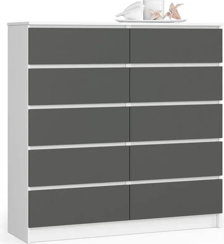 Komoda z szufladami biała + grafit P6-C78