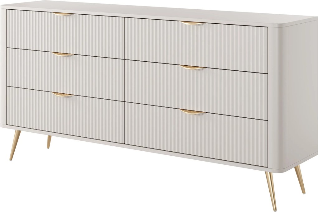 Komoda LANTANA 163 cm do Salonu Sypialni 6 Szuflad Odcienie beżu