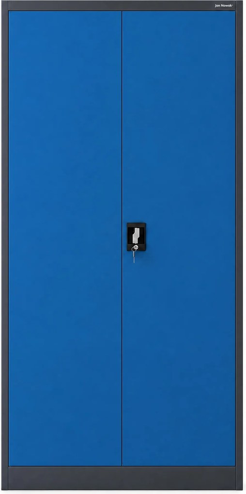 Szafa metalowa ze schowkiem antracytowo-niebieska: TOMASZ, 900 x 1850 x 450 mm