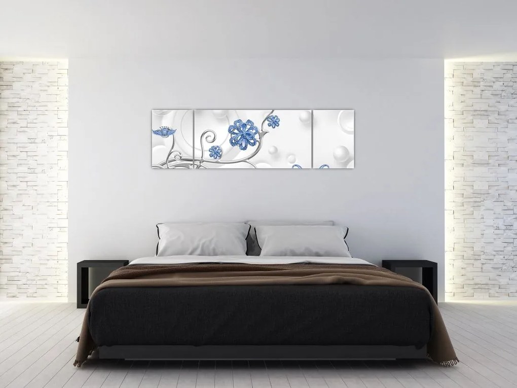 Obraz - Niebieskie łabędzie (170x50 cm)
