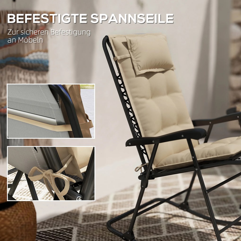 Outsunny Zestaw 2 poduszek na leżak ogrodowy, Wodoodporne, Beżowe, 50x116x5 cm