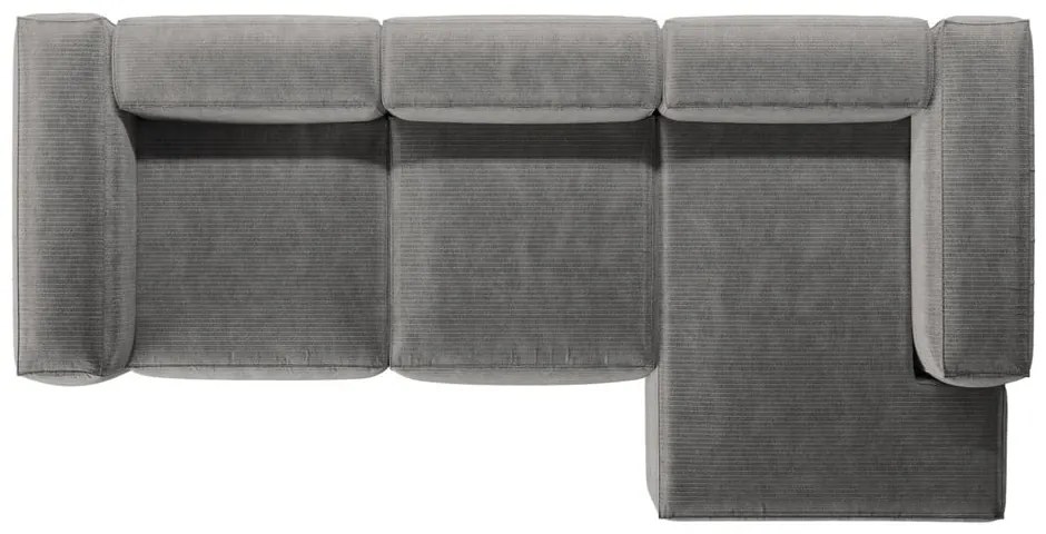 Jasnoszary sztruksowy narożnik (prawostronny/z szezlongiem) Bergano – Cosmopolitan Design