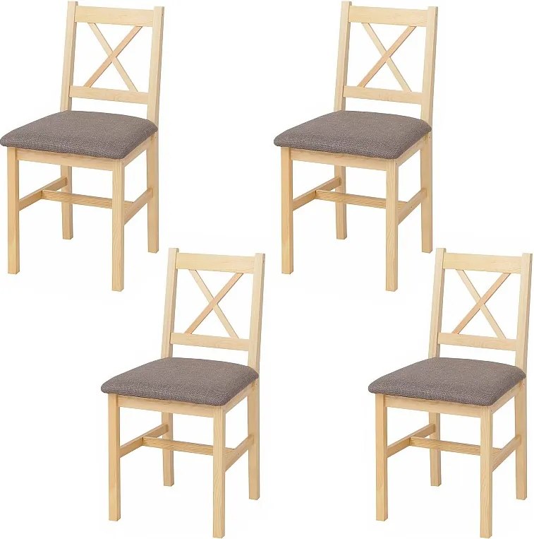 Krzesło do jadalni MCW-F77 (zestaw 4 szt.),  naturalny, tapicerka szara