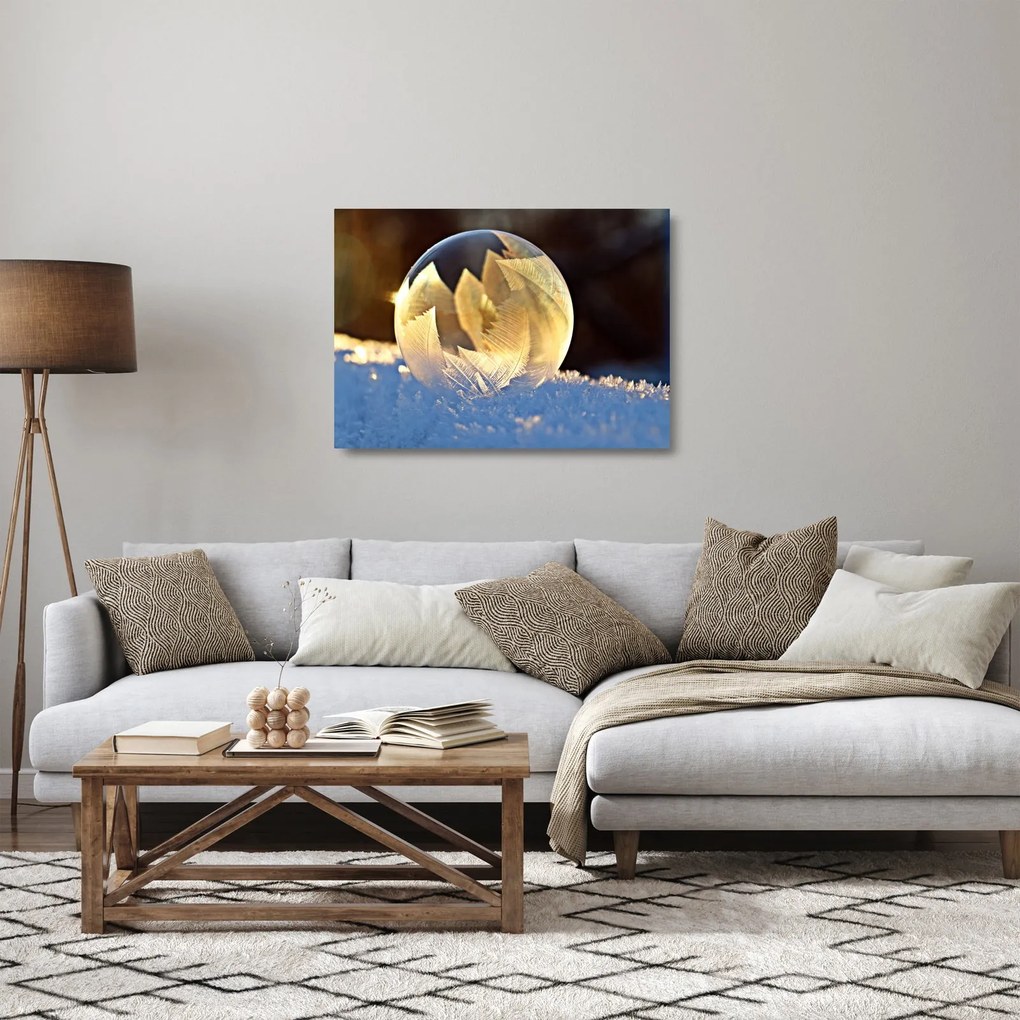 Obraz na szkle - zamrożona bańka (70x50 cm)