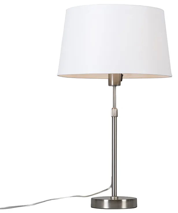 Lampa stołowa regulowana stal klosz biały 35cm - Parte Nowoczesny Oswietlenie wewnetrzne