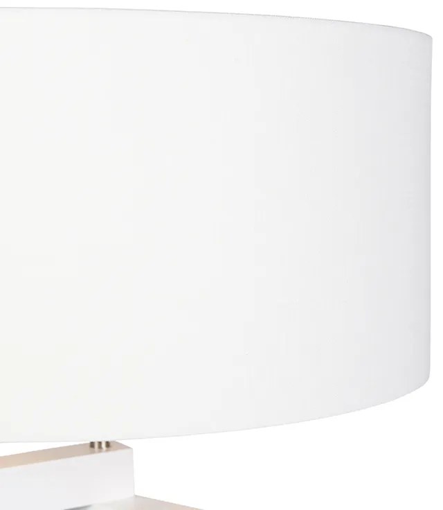 Lampa podłogowa statywowa biała drewno z białym kloszem 50 cm - Puros