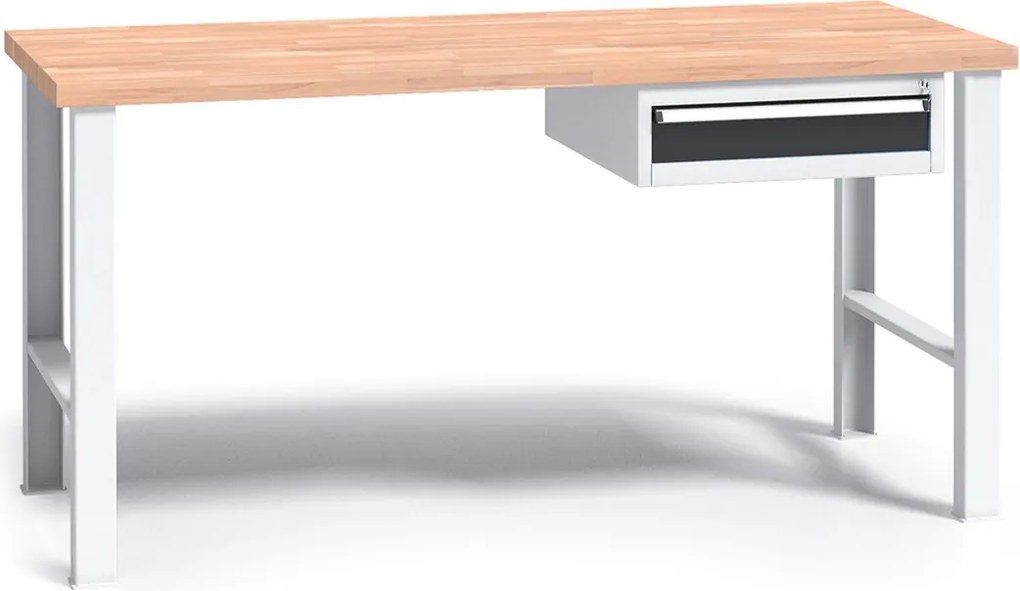 Profesjonalny stół warsztatowy G3 z drewnianym blatem roboczym, 1500 mm, 1x 1 szufladowy kontener, grafitowy
