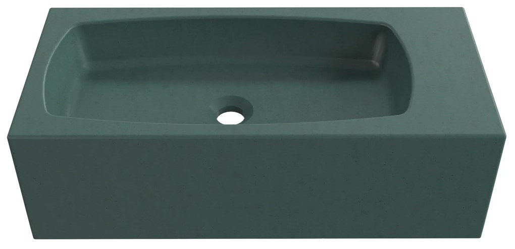 Umywalka betonowa wisząca / nablatowa prostokątna bez otworu na baterię 65 x 30 cm z półką ZALM | różne kolory : Kolor - Oliwkowy, Typ montażu - podwieszana