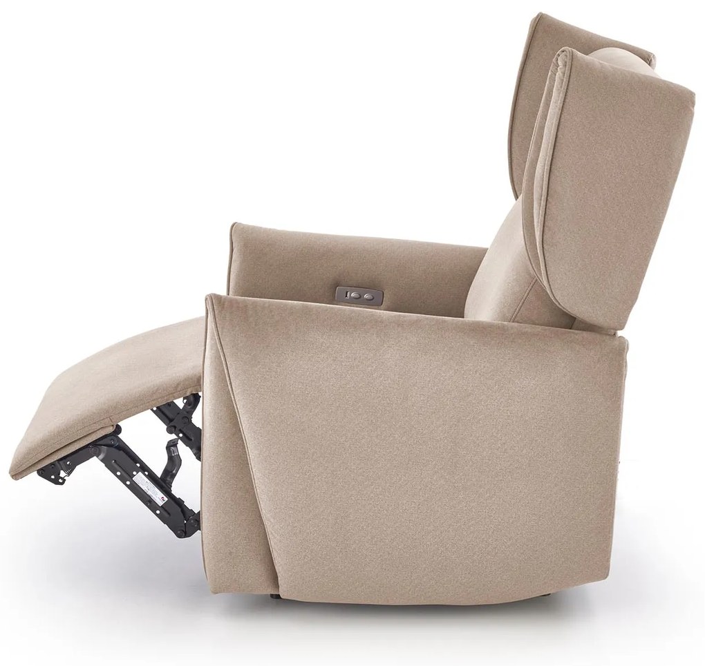 Fotel wypoczynkowy elektrycznie rozkładany beżowy GELATO