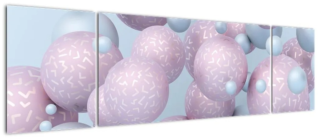 Malarstwo abstrakcyjne - Pastelowe kule (170x50 cm)