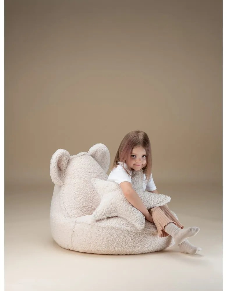 Kremowy dziecięcy worek do siedzenia z materiału bouclé Bear – Wigiwama
