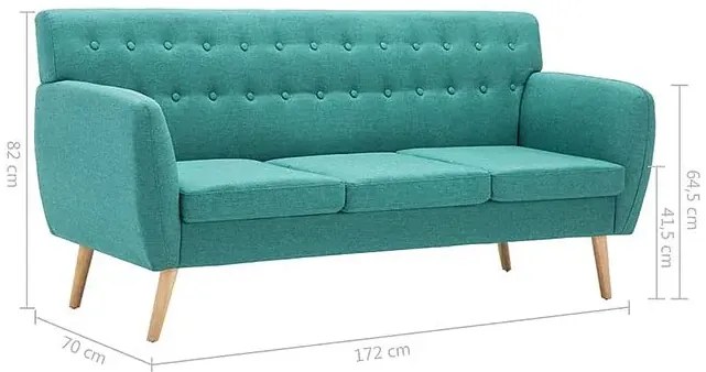 3-osobowa zielona sofa pikowana - Elia