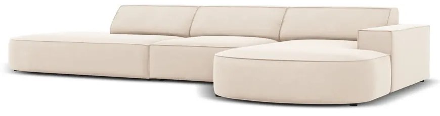 Beżowy aksamitny narożnik (prawostronny) Jodie − Micadoni Home