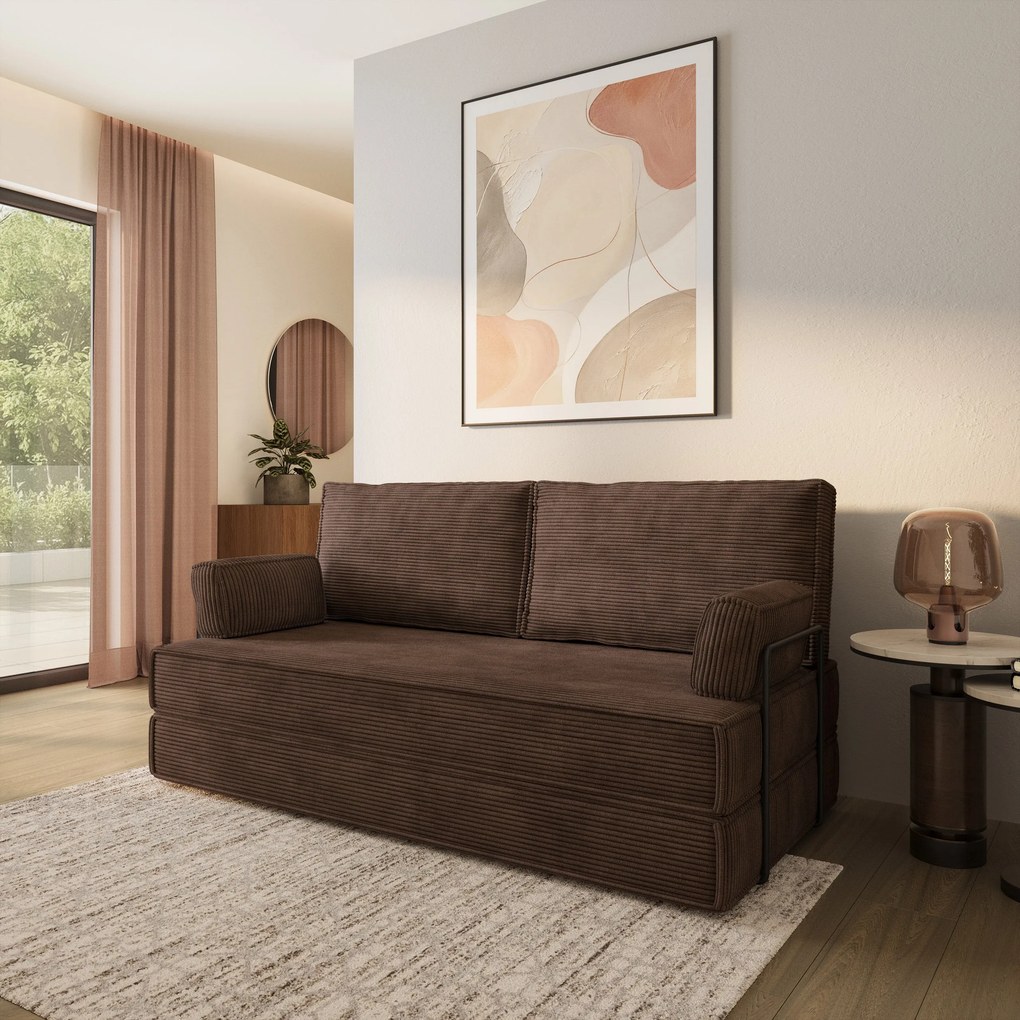 Masseno Sofa piankowa SILAR z funkcją spania - Brązowy - POSO 06 / Ze stelażem