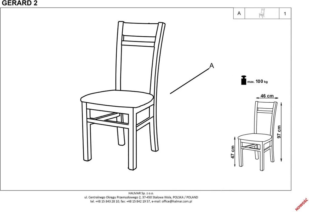Klasyczne drewniane krzesło Gerard 2 dąb sonoma