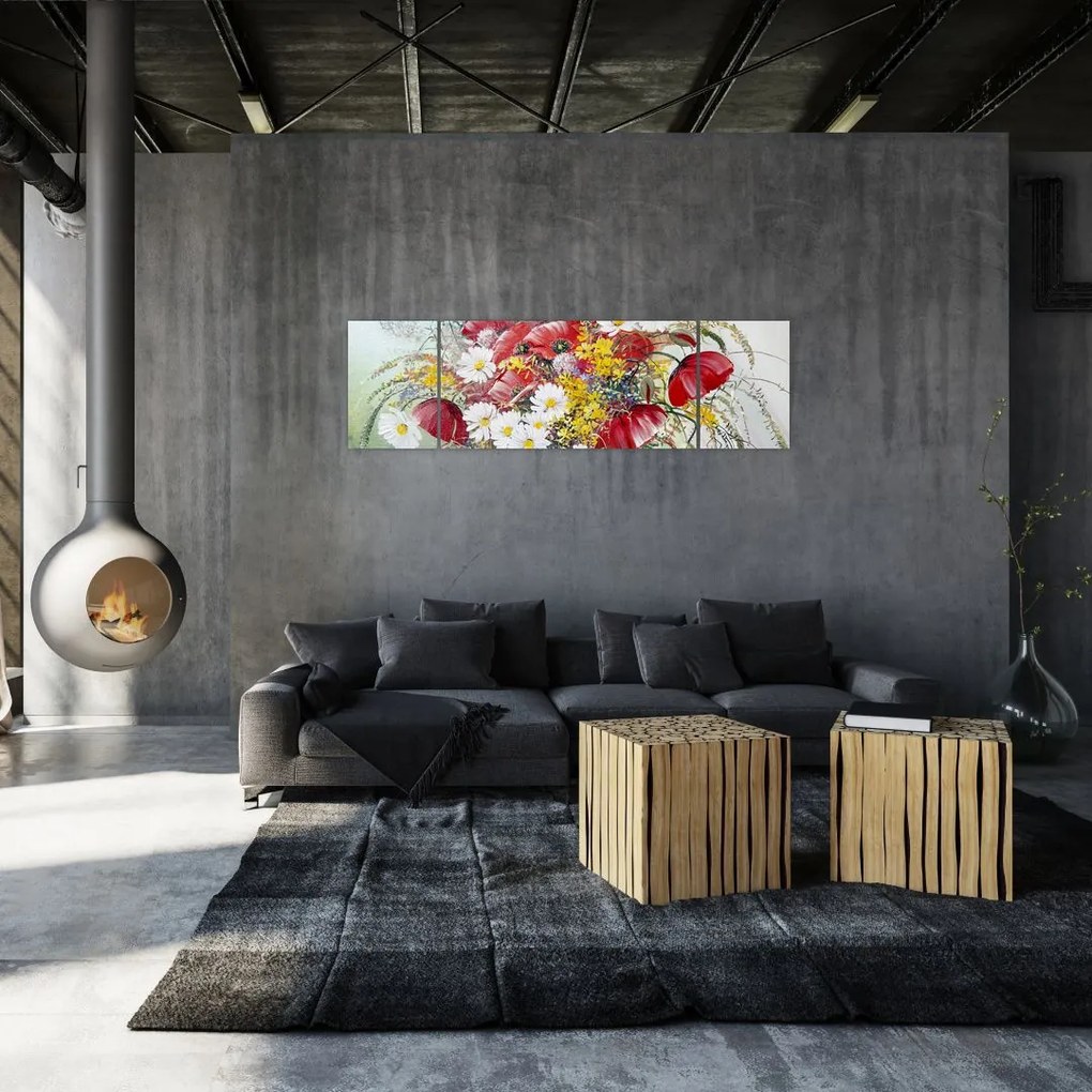 Obraz wazonu z dzikimi kwiatami (170x50 cm)