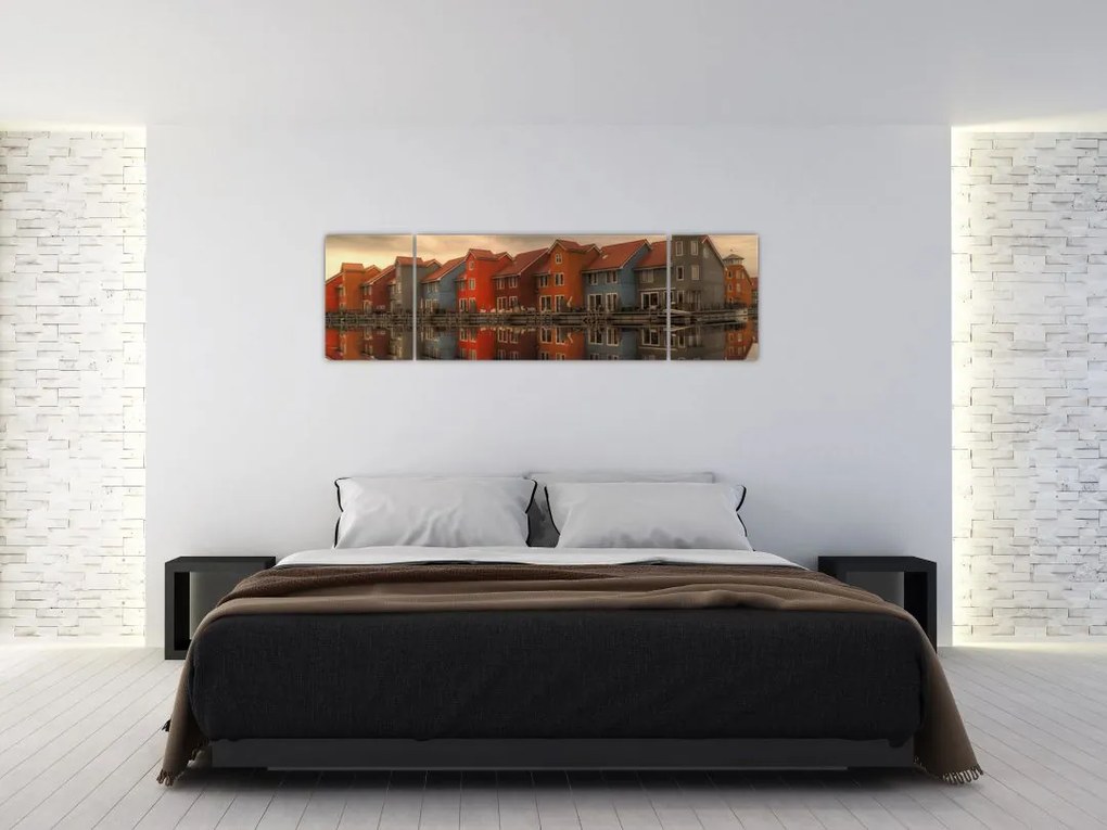 Obraz kolorowych domów (170x50 cm)