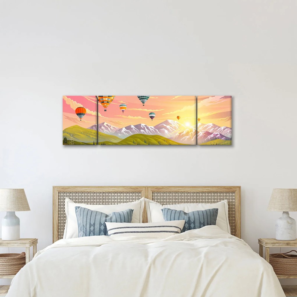 Obraz balonów nad krajobrazem (170x50 cm)