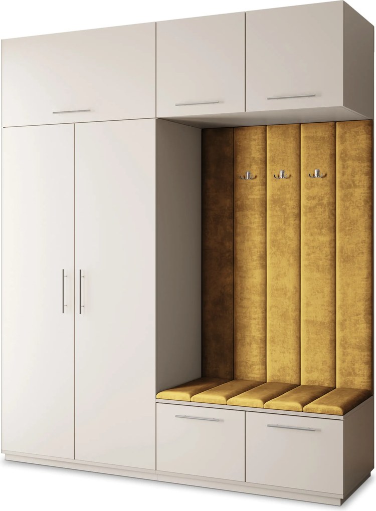Masseno Garderoba REMA 200/240/60 cm Nowoczesna Szafa do Przedpokoju Kaszmir, MONOLITH 48 (Żółty)